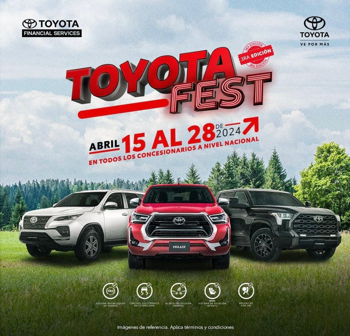 TOYOTA FEST 2024: LA PASIÓN POR LA MOVILIDAD SE VIVE EN LOS CONCESIONARIOS DE TODO EL PAÍS V12MAGAZINE Toyota Fest se lleva a cabo en todos los concesionarios de Toyota en el país, un espacio para conocer la tecnología y los modelos de la marca. V12MAGAZINE